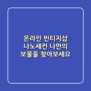 온라인 빈티지샵 나노세컨, 나만의 보물을 찾아보세요!