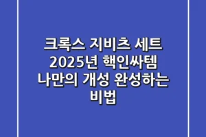 크록스 지비츠 세트: 2025년 핵인싸템! 나만의 개성 완성하는 비법