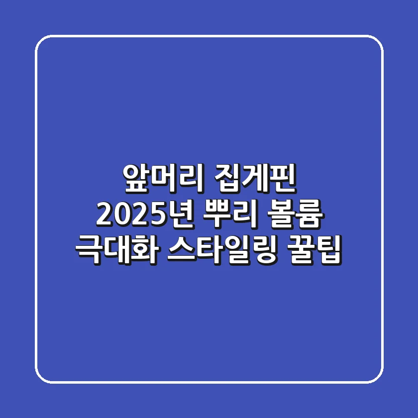 앞머리 집게핀: 2025년 뿌리 볼륨 극대화 & 스타일링 꿀팁