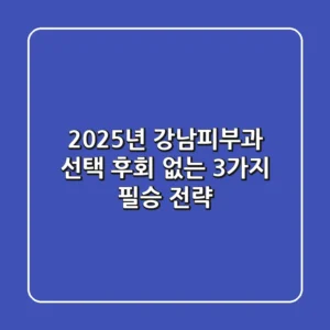 2025년 강남피부과 선택, 후회 없는 3가지 필승 전략!
