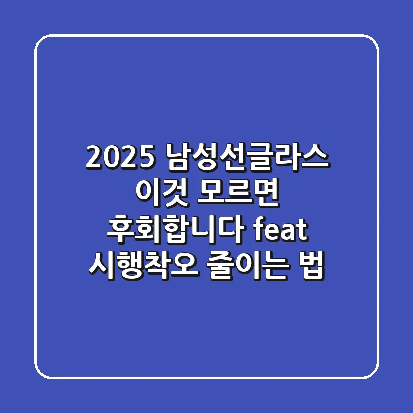 2025 남성선글라스, '이것' 모르면 후회합니다 (feat. 시행착오 줄이는 법)