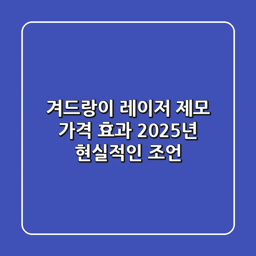겨드랑이 레이저 제모 가격, 효과! 2025년 현실적인 조언