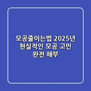 모공줄이는법, 2025년 현실적인 모공 고민 완전 해부!