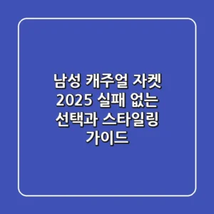 남성 캐주얼 자켓 2025, 실패 없는 선택과 스타일링 가이드