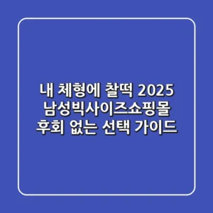내 체형에 찰떡! 2025 남성빅사이즈쇼핑몰, 후회 없는 선택 가이드