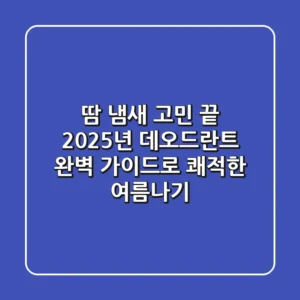 땀 냄새 고민 끝! 2025년 데오드란트 완벽 가이드로 쾌적한 여름나기