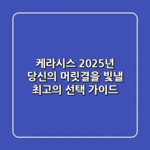 케라시스, 2025년 당신의 머릿결을 빛낼 최고의 선택 가이드