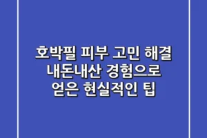 호박필, 피부 고민 해결! 내돈내산 경험으로 얻은 현실적인 팁