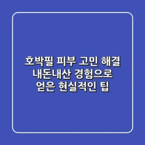 호박필, 피부 고민 해결! 내돈내산 경험으로 얻은 현실적인 팁
