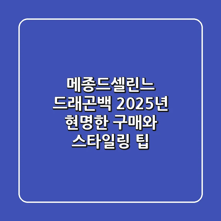 메종드셀린느 드래곤백, 2025년 현명한 구매와 스타일링 팁
