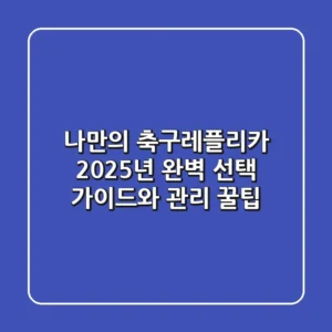 나만의 축구레플리카: 2025년 완벽 선택 가이드와 관리 꿀팁