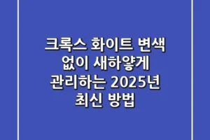 크록스 화이트 변색 없이 새하얗게 관리하는 2025년 최신 방법