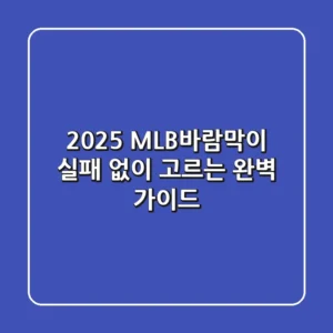 2025 MLB바람막이, 실패 없이 고르는 완벽 가이드