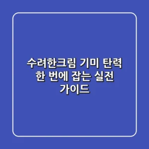 수려한크림, 기미 탄력 한 번에 잡는 실전 가이드