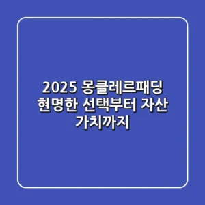 2025 몽클레르패딩, 현명한 선택부터 자산 가치까지
