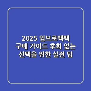 2025 엄브로백팩 구매 가이드: 후회 없는 선택을 위한 실전 팁