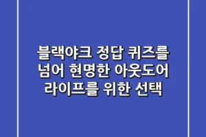 블랙야크 정답, 퀴즈를 넘어 현명한 아웃도어 라이프를 위한 선택