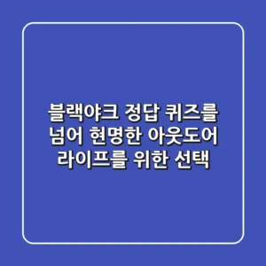블랙야크 정답, 퀴즈를 넘어 현명한 아웃도어 라이프를 위한 선택