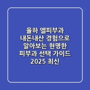 율하 엘피부과: 내돈내산 경험으로 알아보는 현명한 피부과 선택 가이드 (2025 최신)