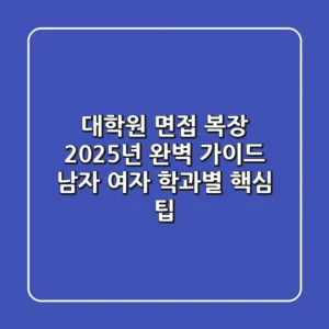 대학원 면접 복장, 2025년 완벽 가이드 (남자, 여자, 학과별 핵심 팁)