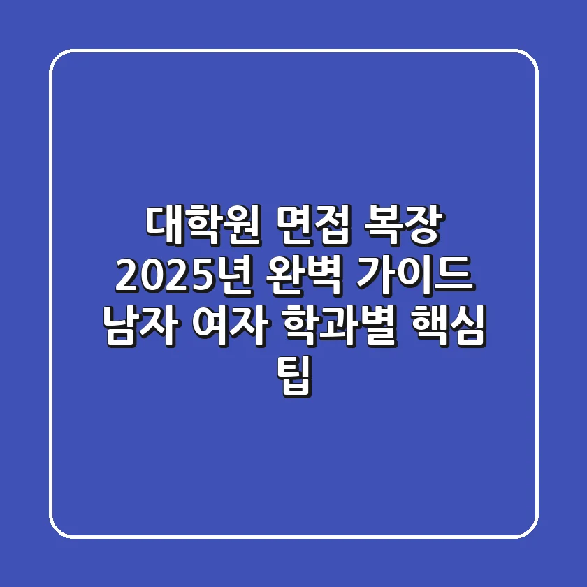 대학원 면접 복장, 2025년 완벽 가이드 (남자, 여자, 학과별 핵심 팁)