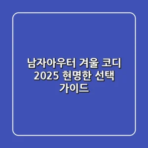 남자아우터 겨울 코디, 2025 현명한 선택 가이드