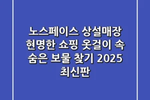 노스페이스 상설매장 현명한 쇼핑, 옷걸이 속 숨은 보물 찾기 (2025 최신판)