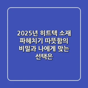 2025년 히트텍 소재 파헤치기: 따뜻함의 비밀과 나에게 맞는 선택은?