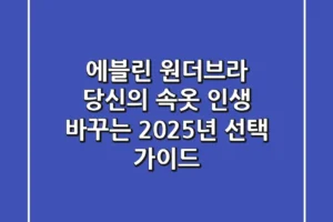 에블린 원더브라, 당신의 속옷 인생 바꾸는 2025년 선택 가이드