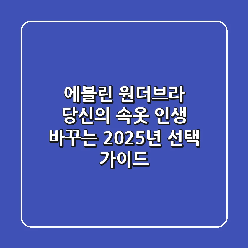 에블린 원더브라, 당신의 속옷 인생 바꾸는 2025년 선택 가이드