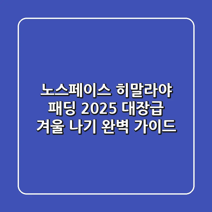 노스페이스 히말라야 패딩: 2025 대장급 겨울 나기 완벽 가이드