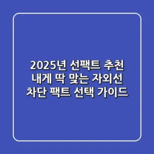 2025년 선팩트 추천: 내게 딱 맞는 자외선 차단 팩트 선택 가이드