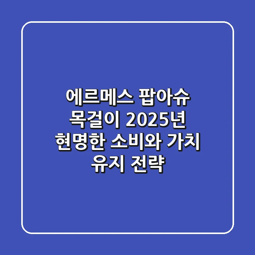 에르메스 팝아슈 목걸이, 2025년 현명한 소비와 가치 유지 전략