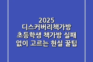 2025 디스커버리책가방: 초등학생 책가방, 실패 없이 고르는 현실 꿀팁!
