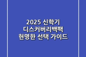 2025 신학기, 디스커버리백팩 현명한 선택 가이드
