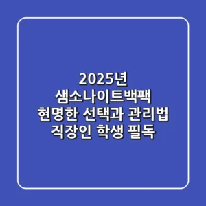 2025년 샘소나이트백팩, 현명한 선택과 관리법 (직장인, 학생 필독)