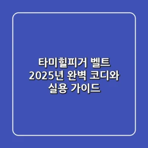타미힐피거 벨트, 2025년 완벽 코디와 실용 가이드