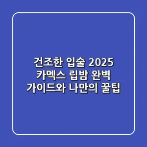 건조한 입술? 2025 카멕스 립밤 완벽 가이드와 나만의 꿀팁