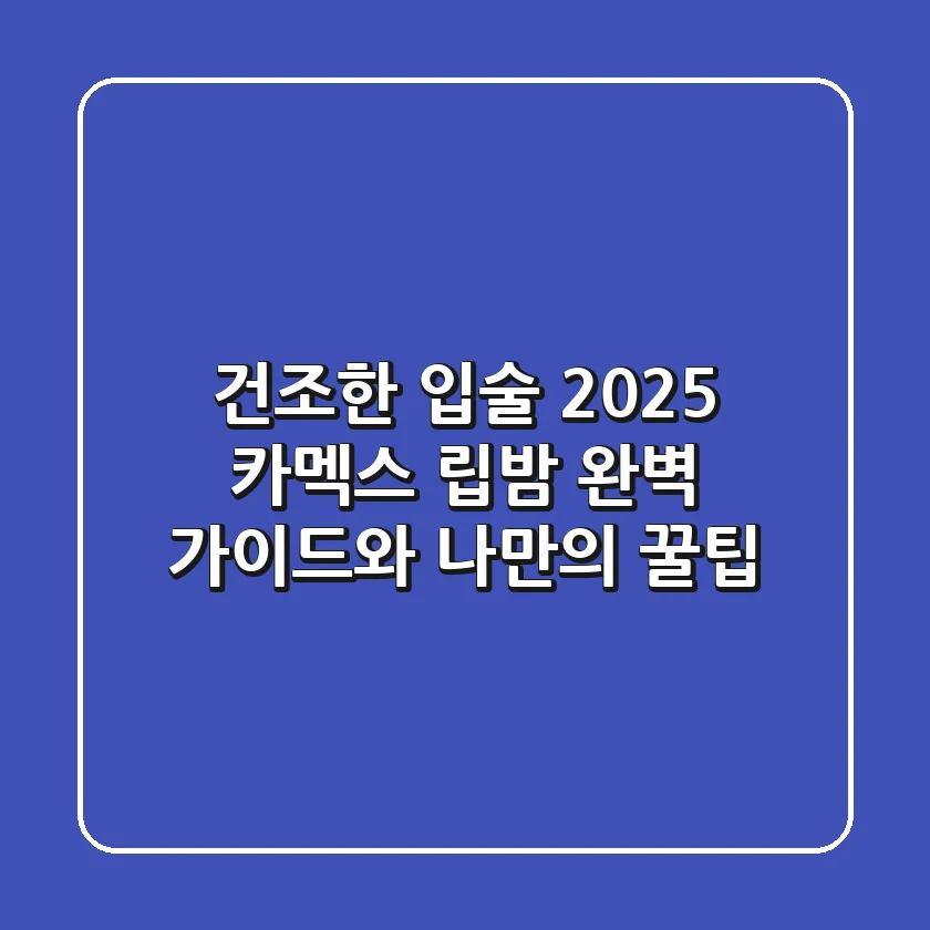 건조한 입술? 2025 카멕스 립밤 완벽 가이드와 나만의 꿀팁