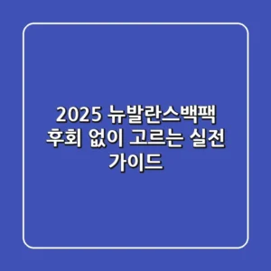 2025 뉴발란스백팩, 후회 없이 고르는 실전 가이드