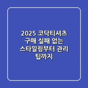 2025 코닥티셔츠 구매? 실패 없는 스타일링부터 관리 팁까지!