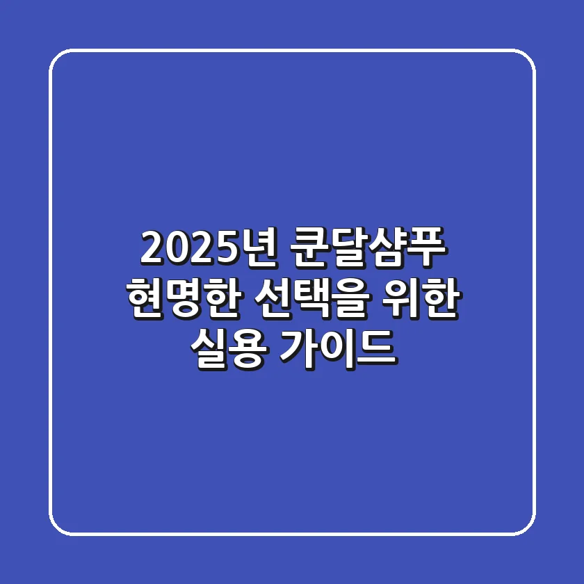 2025년 쿤달샴푸, 현명한 선택을 위한 실용 가이드