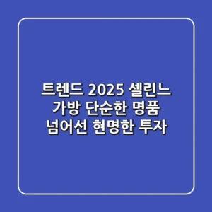 트렌드 2025: 셀린느 가방, 단순한 명품 넘어선 현명한 투자!