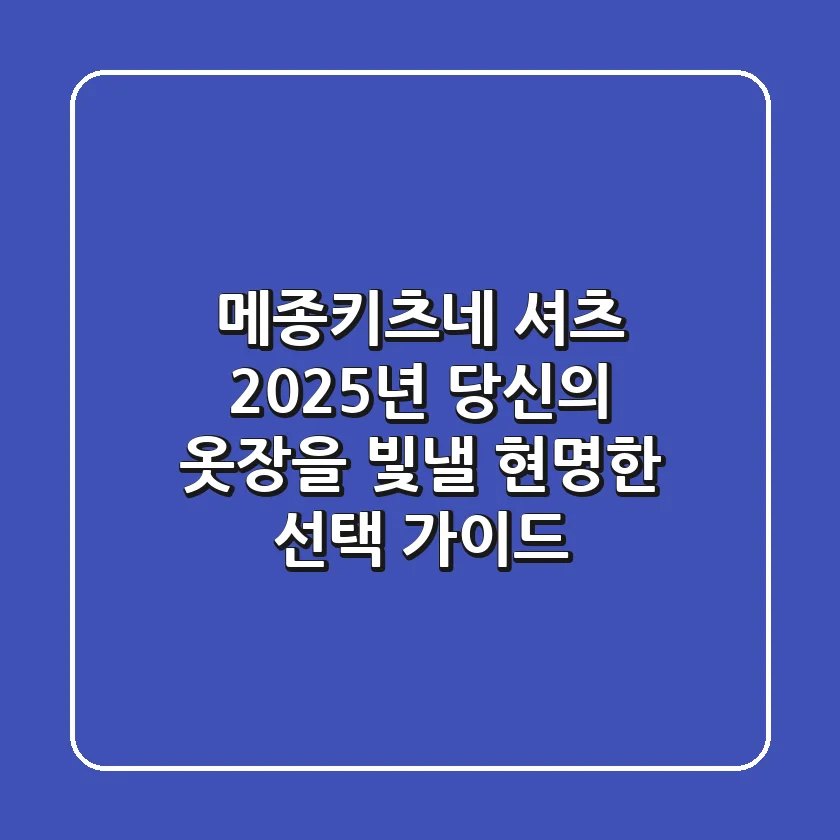 메종키츠네 셔츠, 2025년 당신의 옷장을 빛낼 현명한 선택 가이드