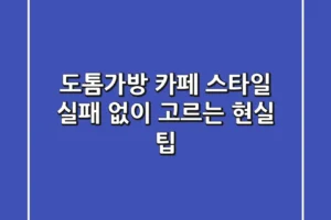 도톰가방 카페 스타일, 실패 없이 고르는 현실 팁